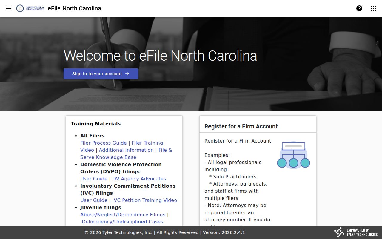 Vance County docket search File and Serve electronic filing source