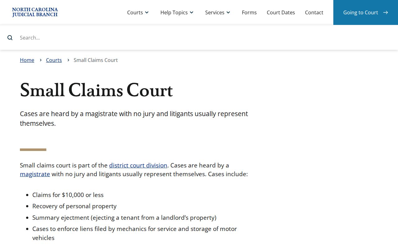 Vance County civil court dockets and small claims magistrate court