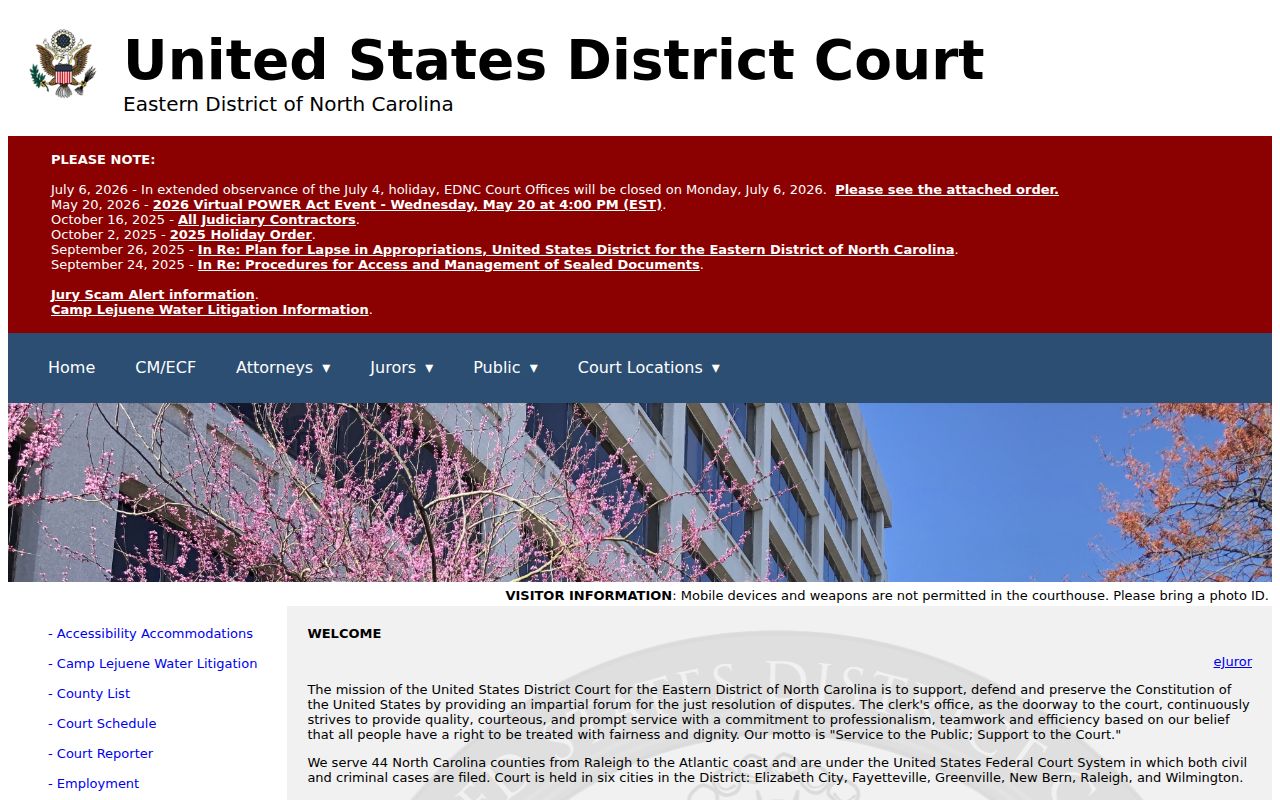 Vance County court records distinction from Eastern District federal files