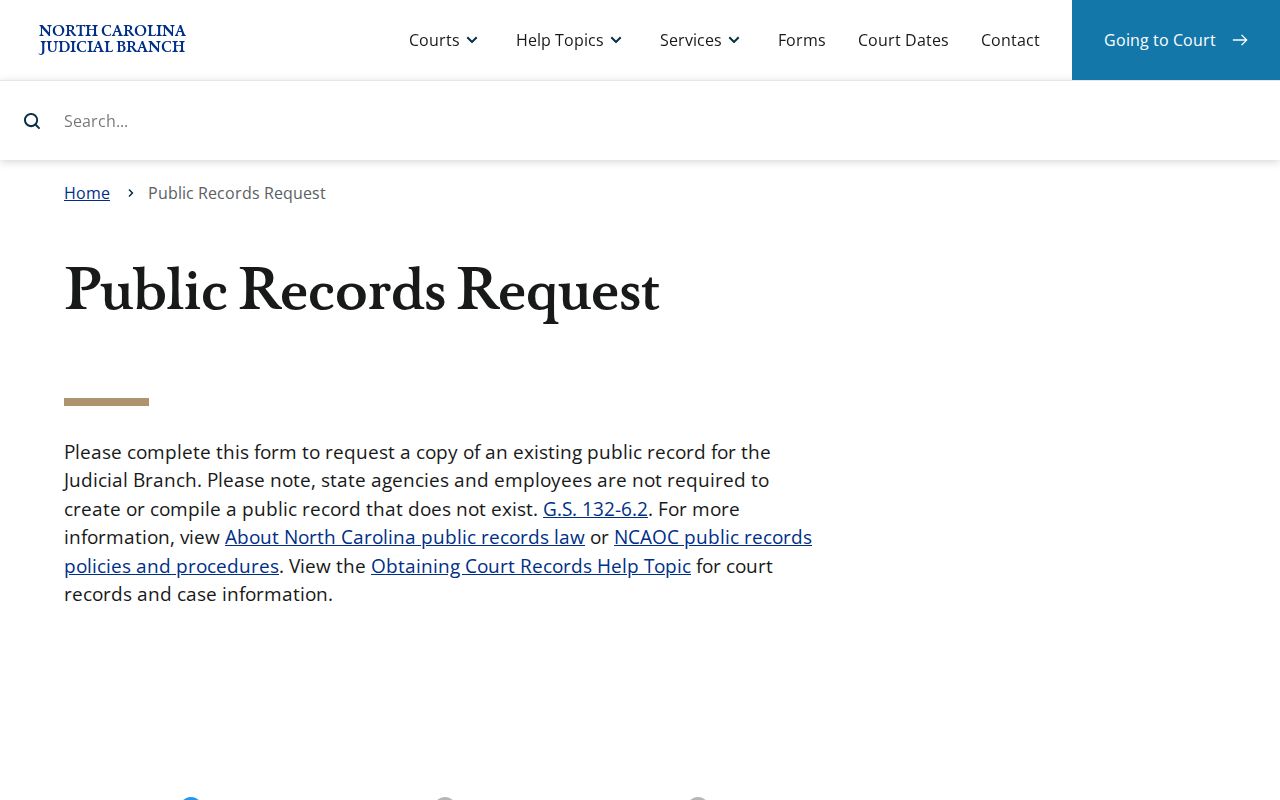 Vance County court records administrative public-record request form