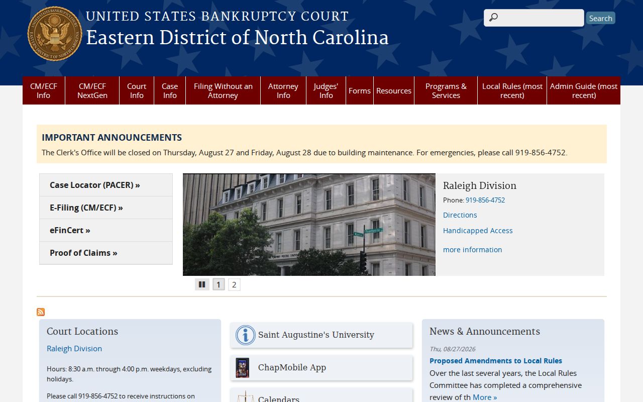 Vance County court records distinction from federal bankruptcy files
