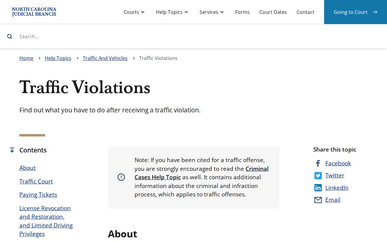 Vance County traffic court records and citation guidance