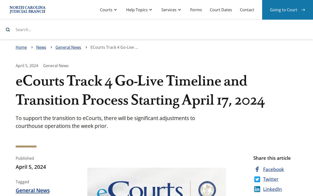 Vance County court docket eCourts Track 4 transition information