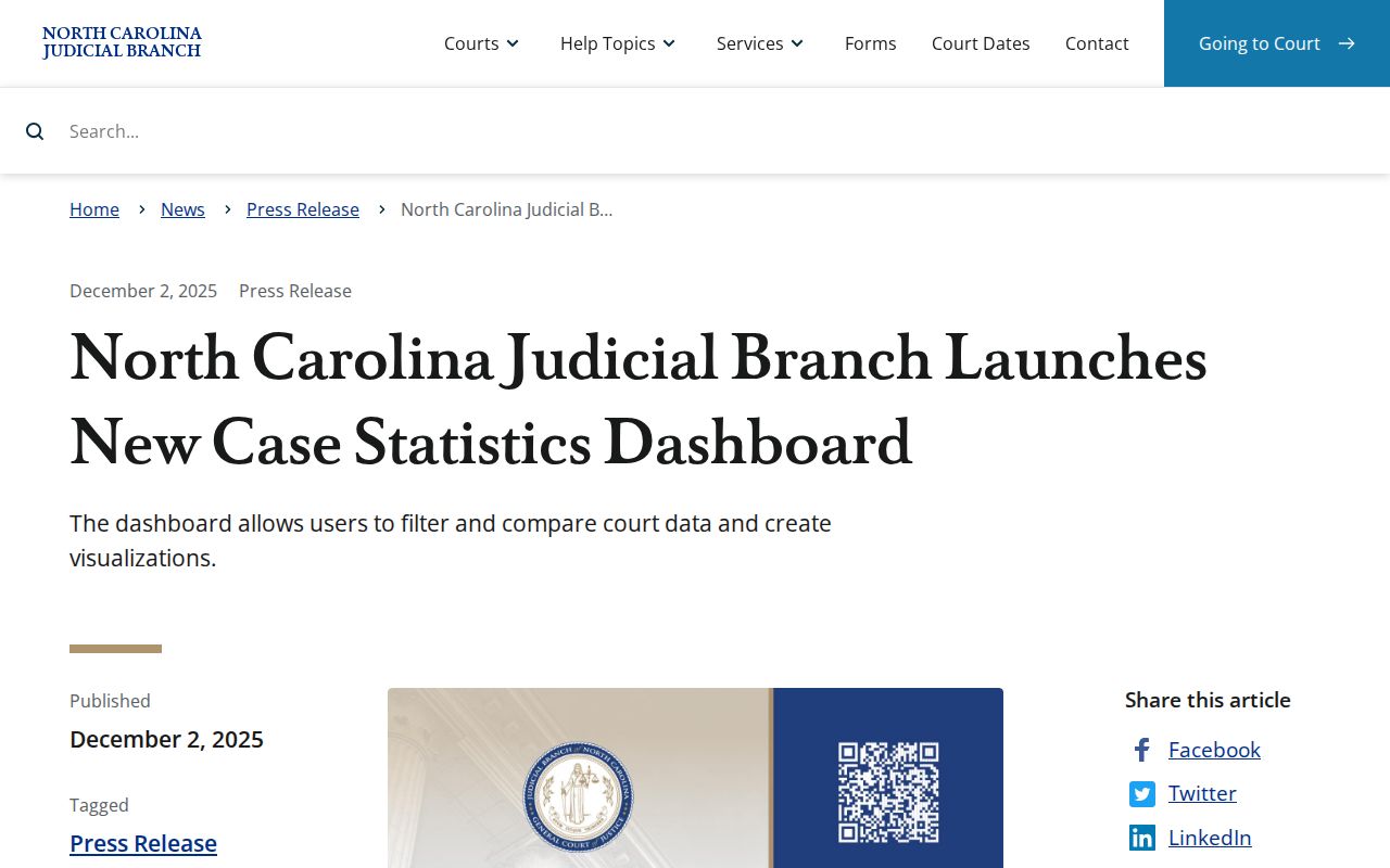Vance County court docket statistics dashboard announcement