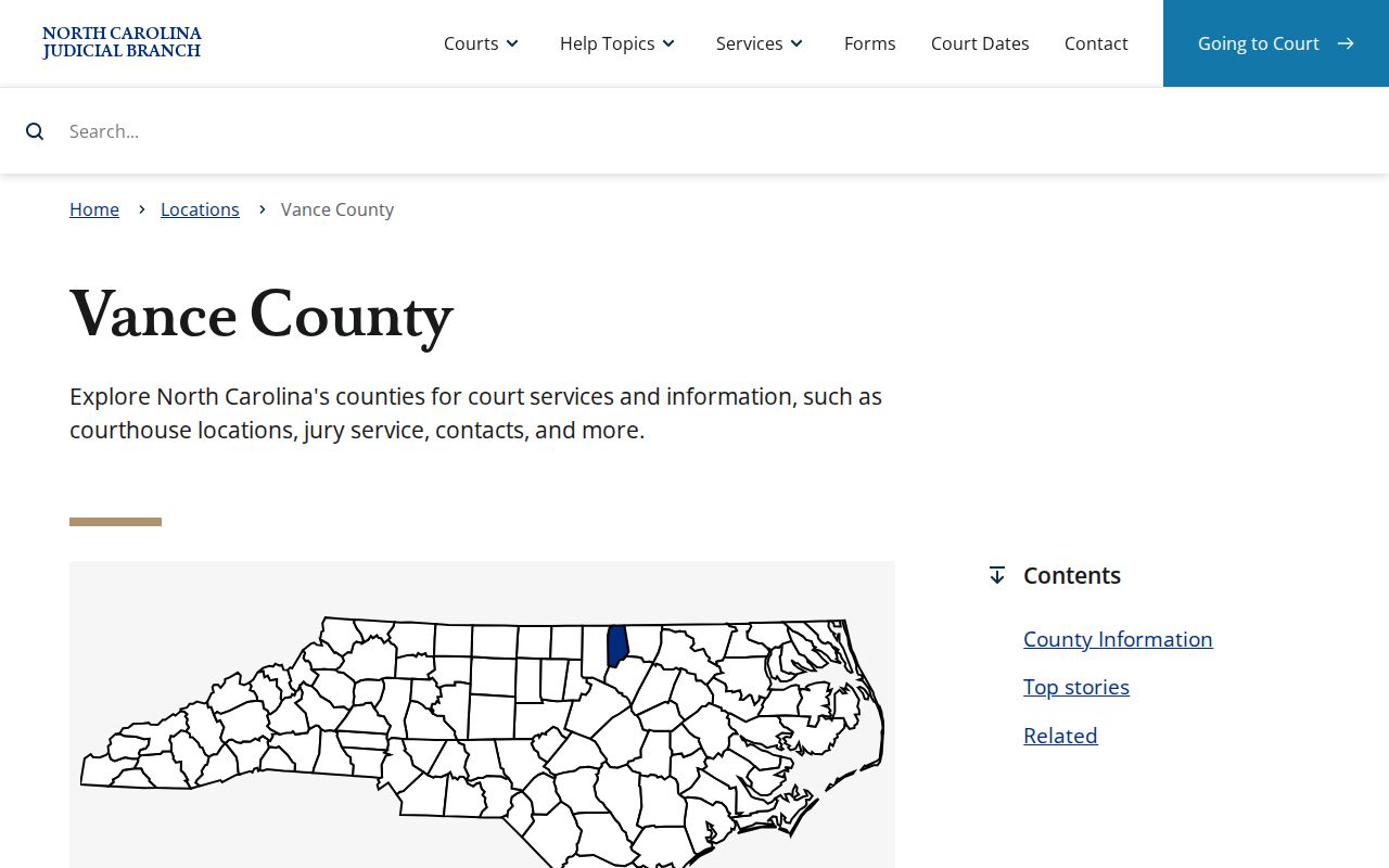 Vance County court docket local court services and calendar sources